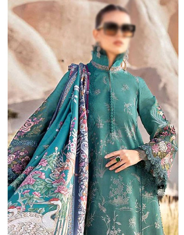 Elegant Embroidered Lawn Dress with Digital Print Silk Dupatta image 2