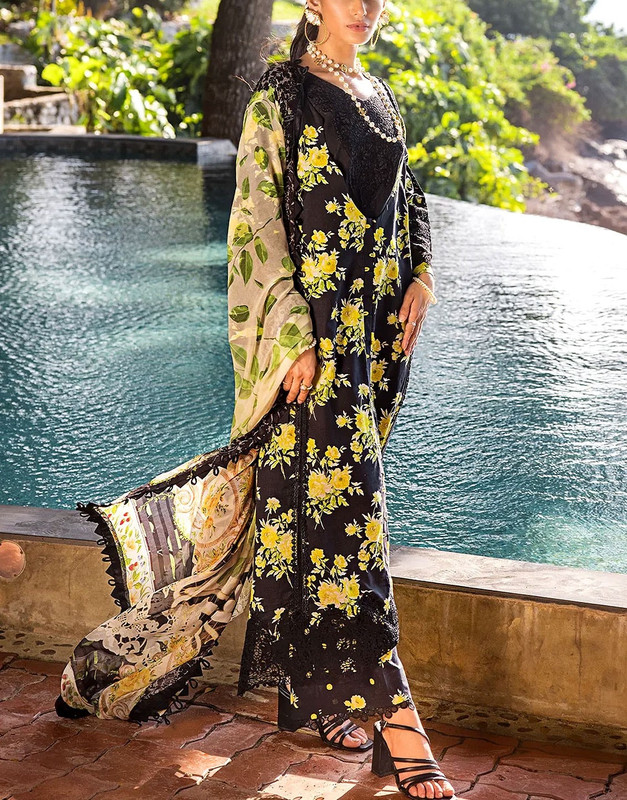 All-Over Print Embroidered Lawn Suit 2025 with Chiffon Dupatta image 2