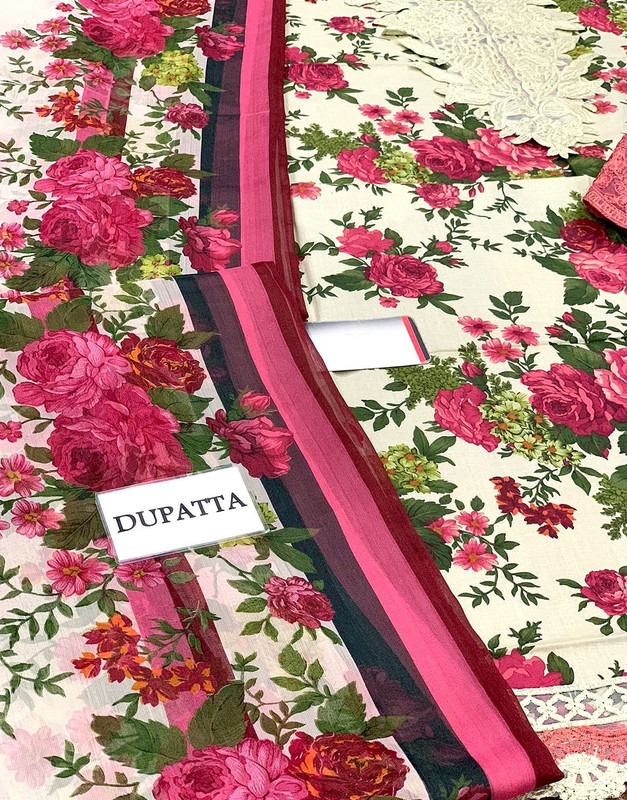 All-Over Print Embroidered EID Lawn Dress with Chiffon Dupatta image 6
