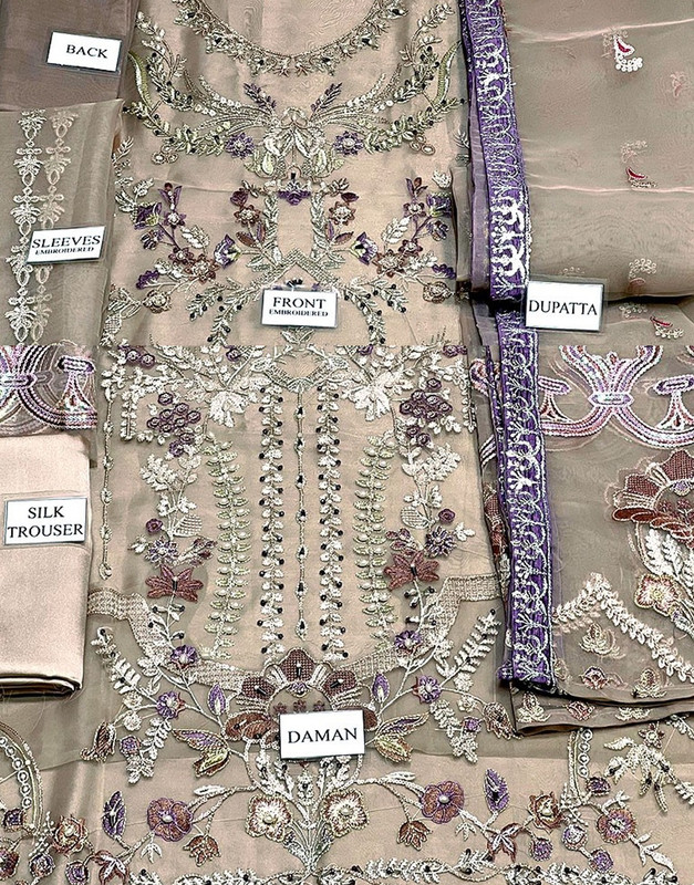Handwork Heavy Embroidered Organza Party Wear Dress image 3