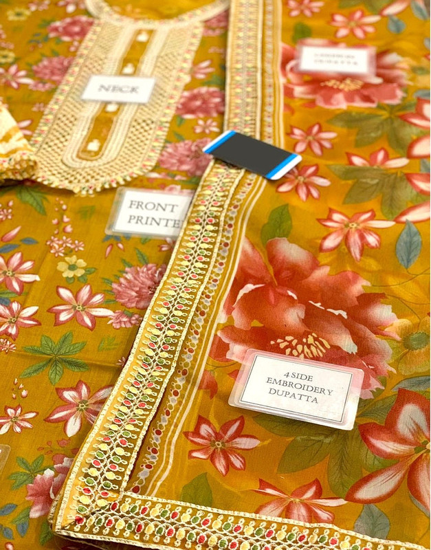 Designer All-Over Print Embroidered Lawn Dress 2026 with Chiffon Dupatta image 4