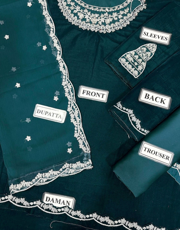 Decent Embroidered Velvet Party Wear Dress 2025 with Chiffon Dupatta image 4