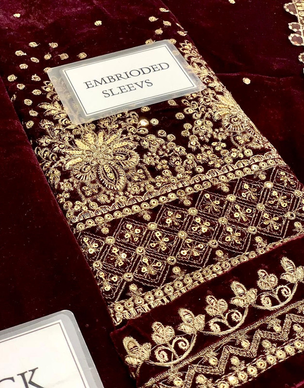 Luxury Heavy Embroidered Velvet Wedding Dress with Emb. Silk Trouser image 5