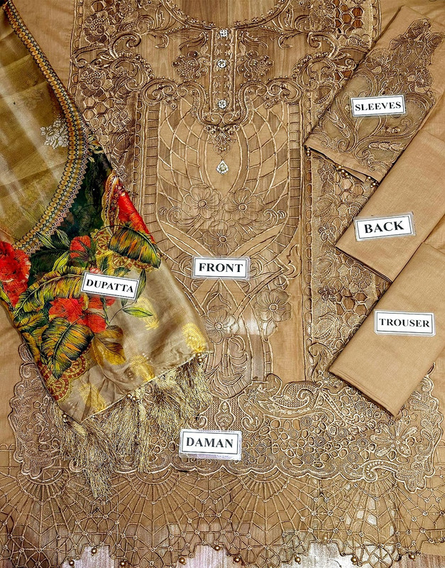 Luxury Schiffli Embroidered Cotton Dress with Digital Print Silk Dupatta image 2