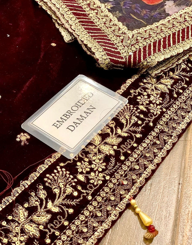 Luxury Heavy Embroidered Velvet Wedding Dress with Emb. Silk Trouser image 6
