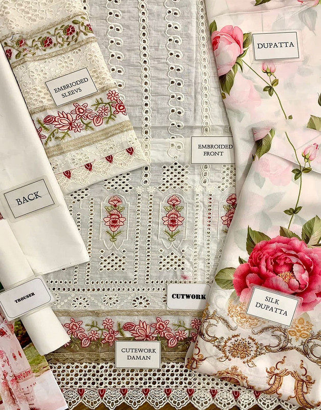 Luxury Heavy Schiffli Embroidered Lawn Party Dress with Silk Dupatta image 3
