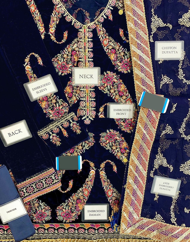 Luxury Heavy Embroidered Velvet Wedding Dress with Emb. Chiffon Dupatta image 3