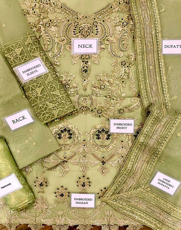 Heavy Embroidered with Handwork Organza Wedding Dress image 2