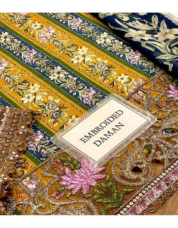 All-Over Print Embroidered Lawn Dress with Chiffon Dupatta image 5