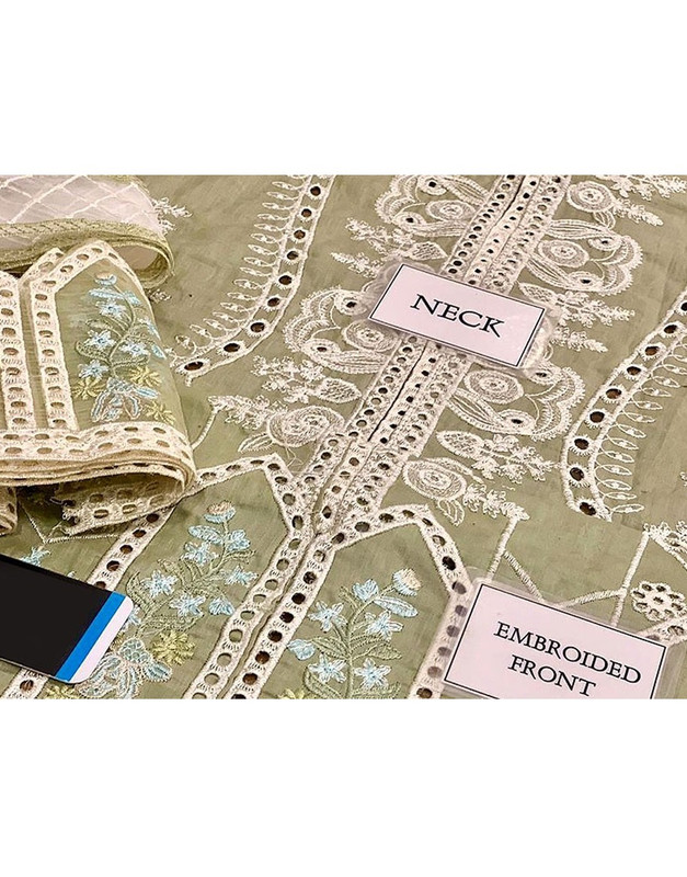 Luxurious Schiffli Embroidered Lawn Dress with Printed Silk Dupatta image 4