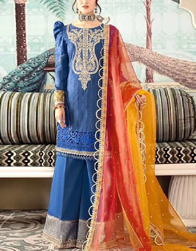 Luxury Heavy Embroidered Fancy Lawn Dress Organza Dupatta