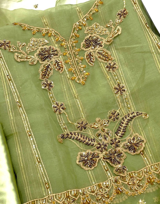 Handwork Embroidered Organza Party Wear Frock with Silk Trouser image 4