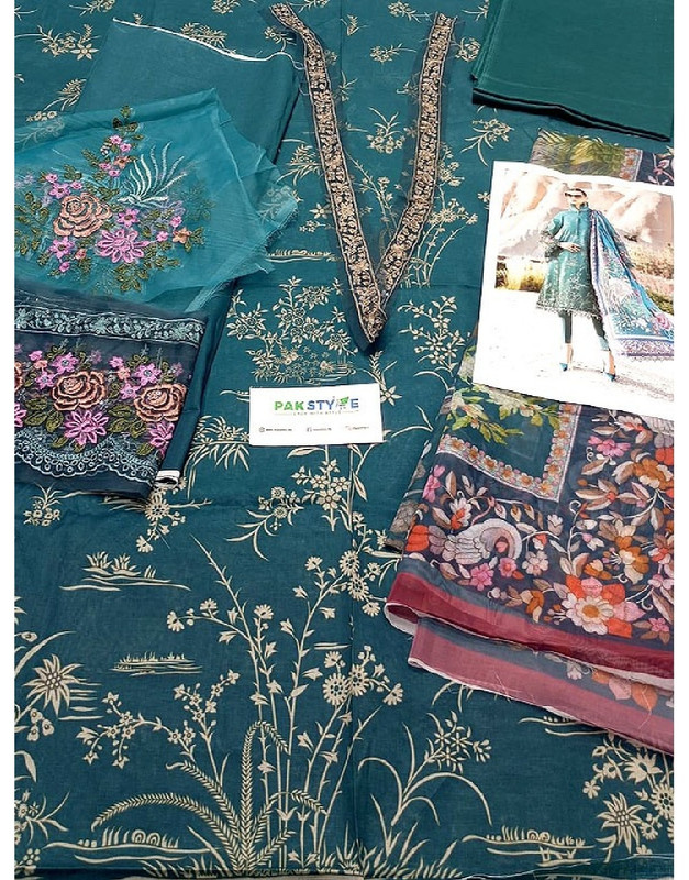 Elegant Embroidered Lawn Dress with Digital Print Silk Dupatta image 3