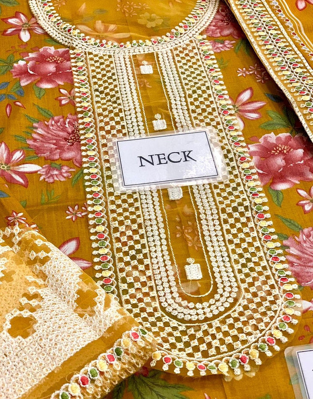 Designer All-Over Print Embroidered Lawn Dress 2026 with Chiffon Dupatta image 3