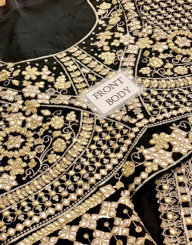 Luxury Heavy Embroidered Formal Black Net Wedding Saree image 4