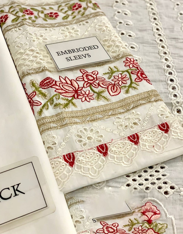 Luxury Heavy Schiffli Embroidered Lawn Party Dress with Silk Dupatta image 4