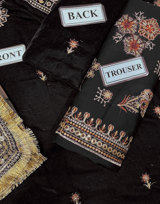 Heavy Embroidered Velvet Party Wear Dress with Emb. Organza Dupatta image 6