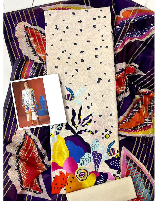 Digital Print Lawn Suit Diamond Voil Dupatta image 2