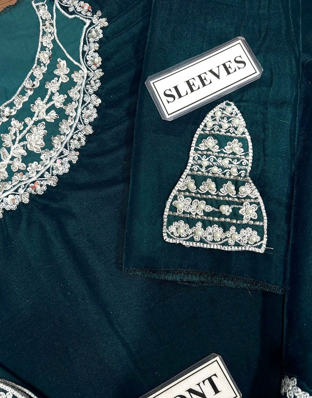 Decent Embroidered Velvet Party Wear Dress 2025 with Chiffon Dupatta image 5