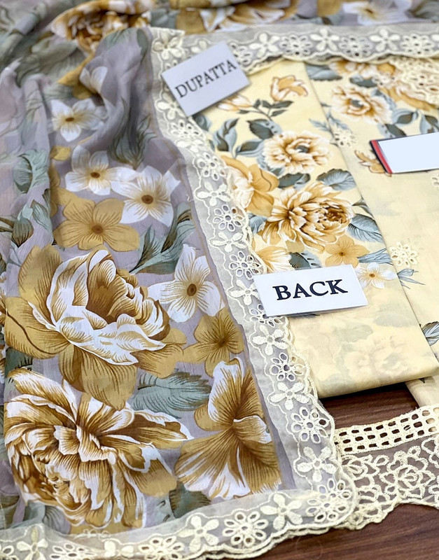 All-Over Print Schiffli Embroidered Lawn Dress 2026 with Chiffon Dupatta image 3