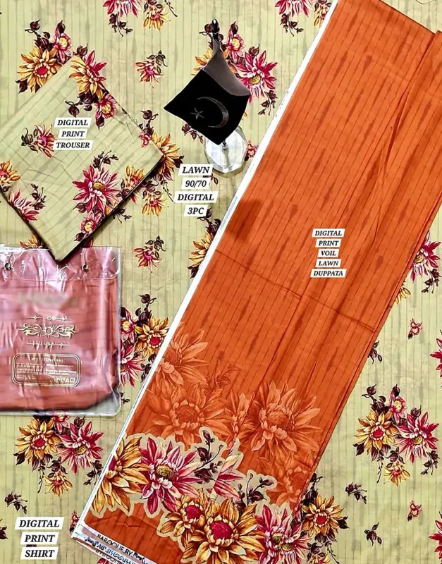 Digital All-Over Print Lawn Dress with Voil Lawn Dupatta image 2