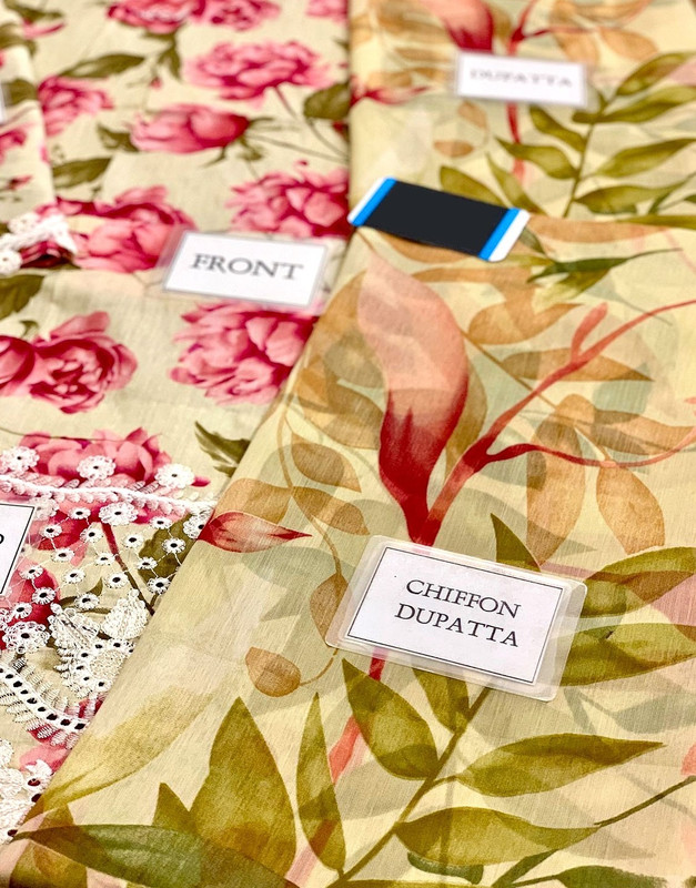 All-Over Floral Print Embroidered Lawn Dress with Soft Chiffon Dupatta image 5