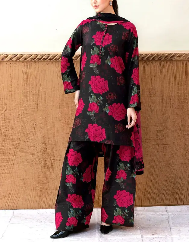 All-Over Digital Print Swiss Lawn Dress 2025 with Silk Dupatta image 2