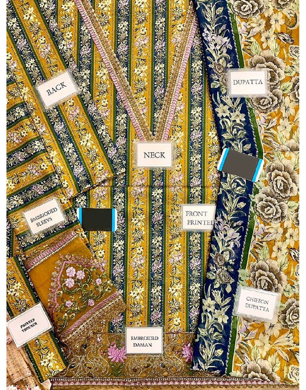 All-Over Print Embroidered Lawn Dress with Chiffon Dupatta image 3