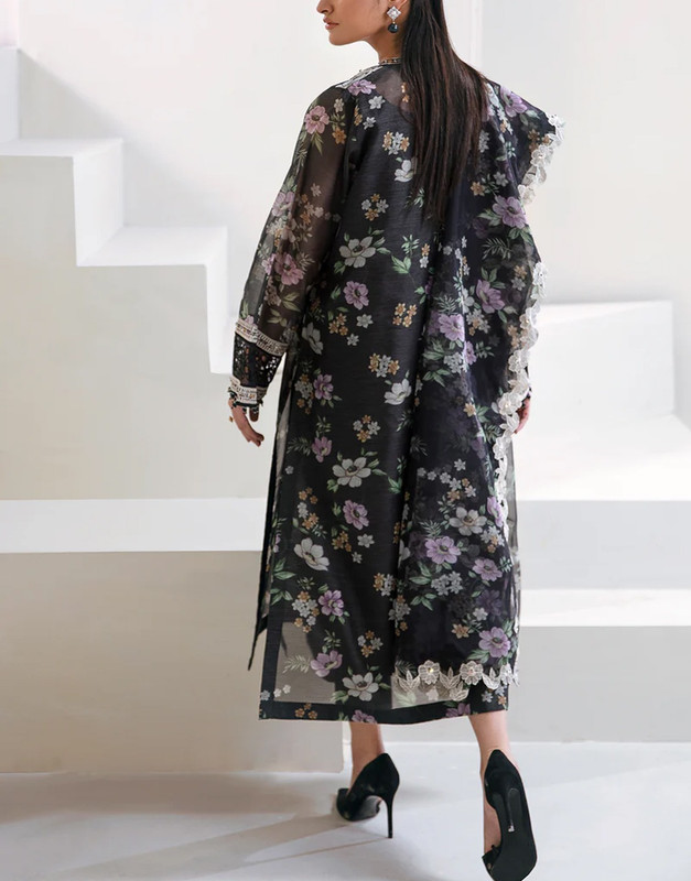 Fancy Embroidered EID Lawn Dress with Emb. Khaddi Net Dupatta image 2
