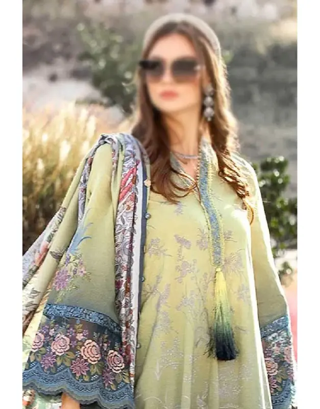 Elegant Embroidered Lawn Dress with Digital Print Silk Dupatta image 2