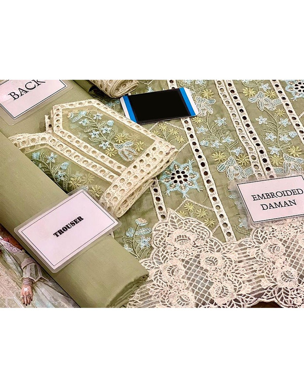 Luxurious Schiffli Embroidered Lawn Dress with Printed Silk Dupatta image 3