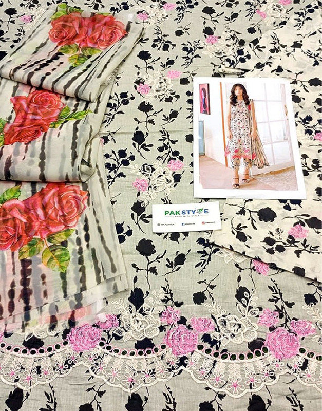 Elegant Embroidered Lawn Dress with Digital Print Silk Dupatta image 3