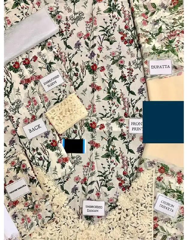 Elegant Embroidered Lawn Dress Chiffon Dupatta 2026 image 2