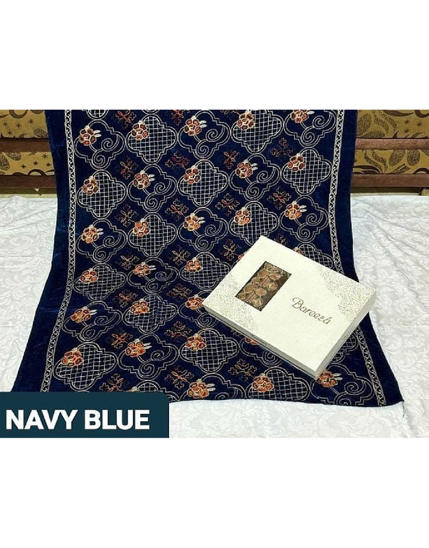 Heavy Embroidered Navy Blue Bridal Velvet Shawl image 3