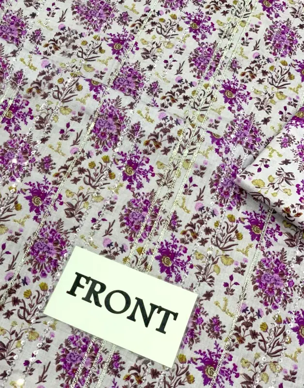 All-Over Print Embroidered Lawn Suit 2025 with Chiffon Dupatta image 4