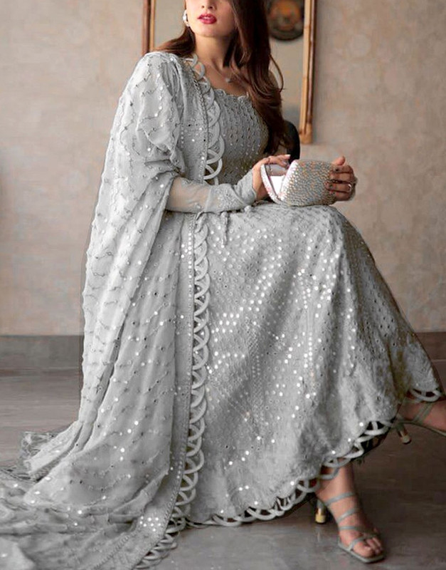 Heavy Embroidered Formal Chiffon Wedding Dress 2025 image 2