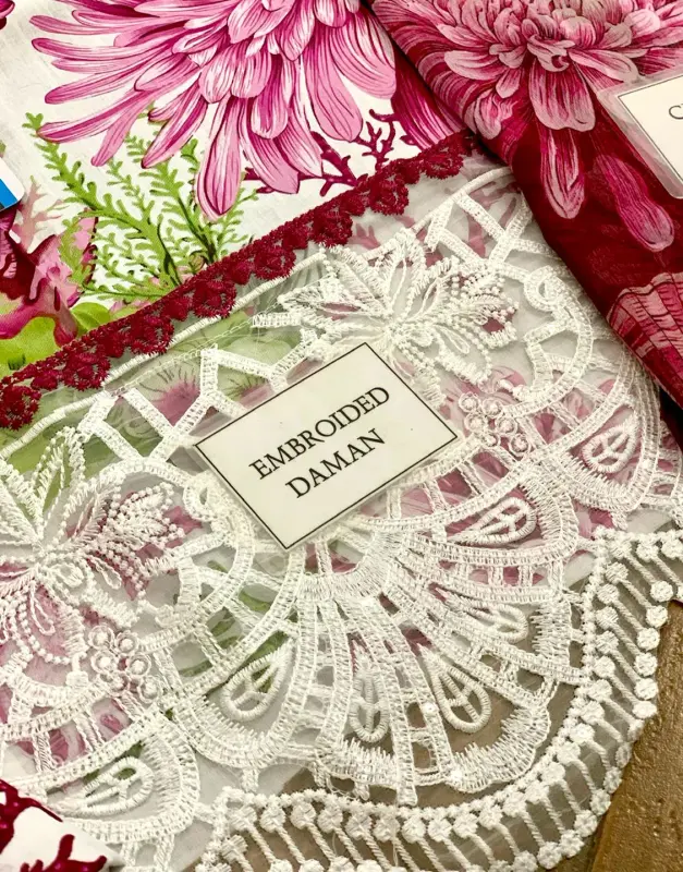 All-Over Print Embroidered EID Lawn Suit 2025 with Chiffon Dupatta image 6