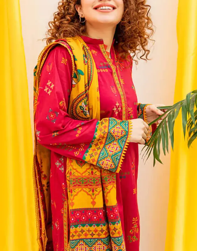 Trendy Embroidered Lawn Dress with Organza Dupatta image 3
