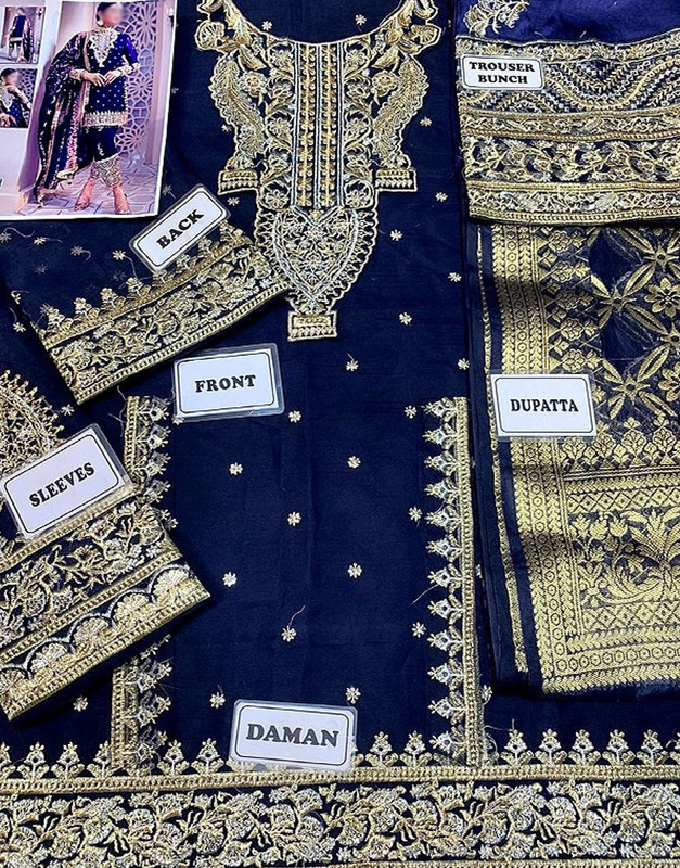 Elegant Embroidered Organza Dress with Organza Jacquard Dupatta image 3