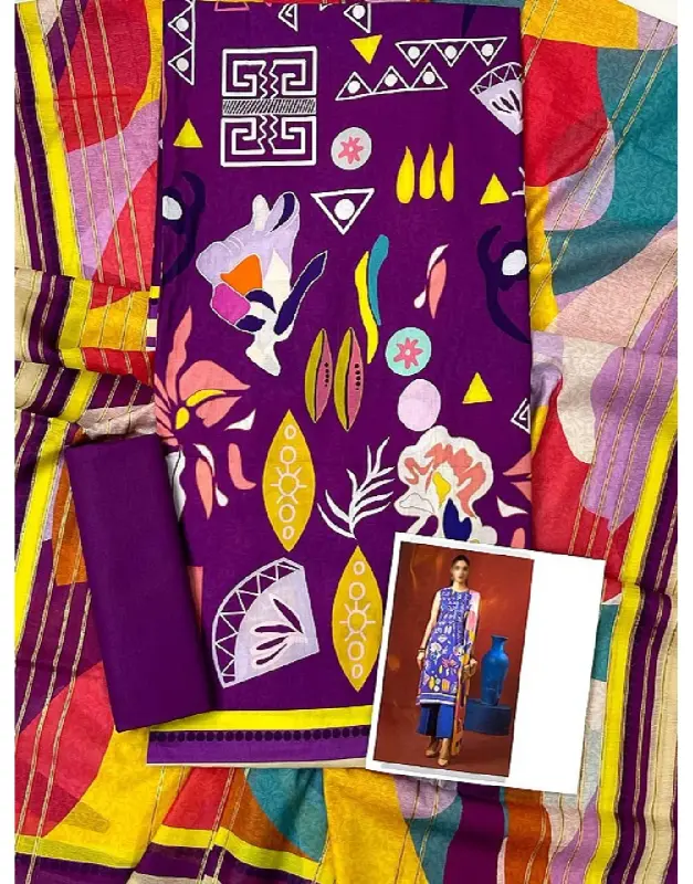 Digital Print Lawn Dress Diamond Voil Dupatta image 2