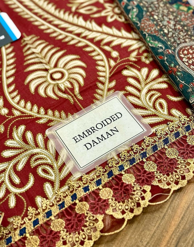 All-Over Print Embroidered Lawn Suit with Chiffon Dupatta image 6