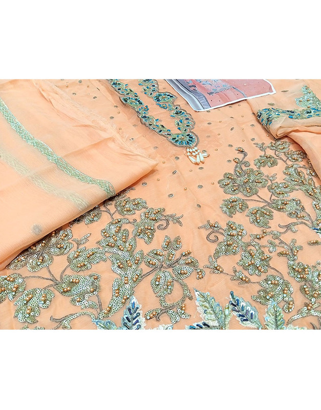 Handwork Heavy Embroidered Chiffon Party Wear Dress image 3