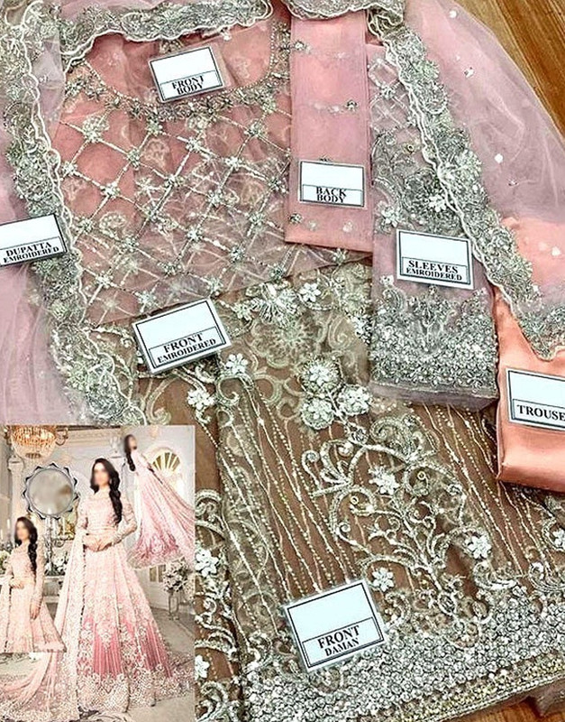 Fabulous Handwork with Heavy Embroidery Net Bridal Maxi Dress image 3