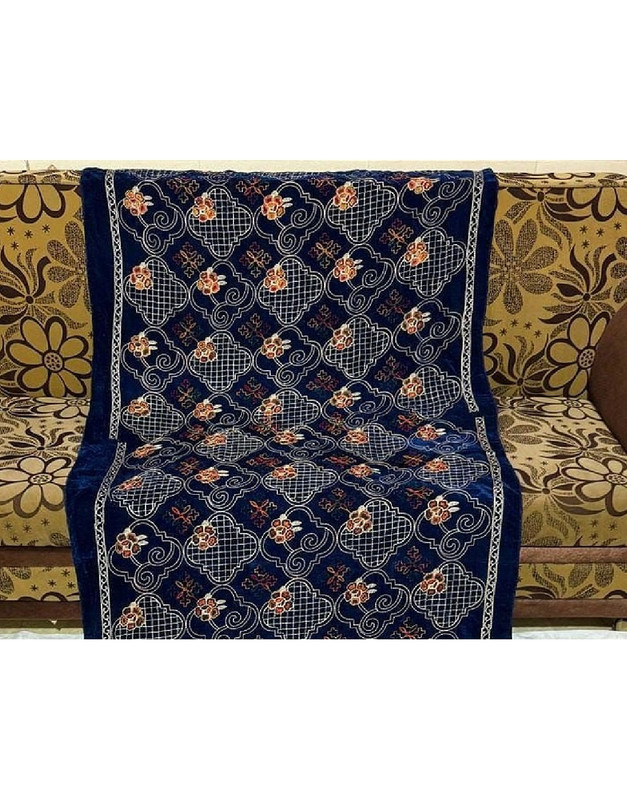 Heavy Embroidered Navy Blue Bridal Velvet Shawl image 2