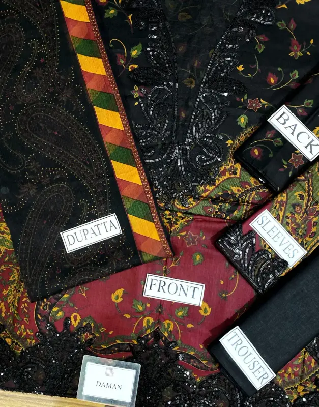 Trendy Embroidered Lawn Dress with Chiffon Dupatta image 3