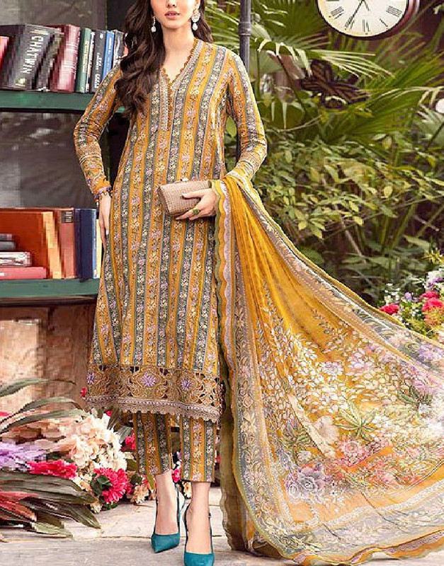 All-Over Print Embroidered Lawn Dress with Chiffon Dupatta