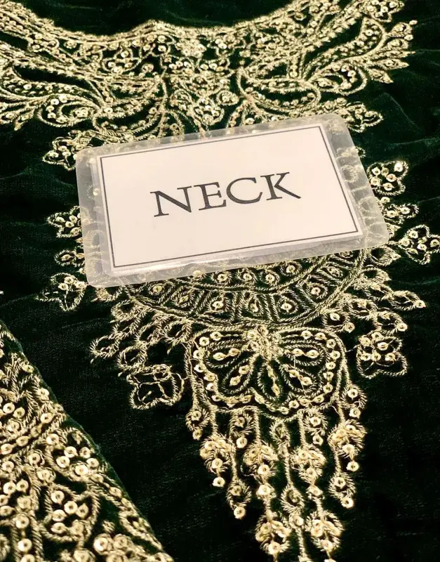 Formal Embroidered Velvet Party Wear Dress with Emb. Silk Trouser image 4
