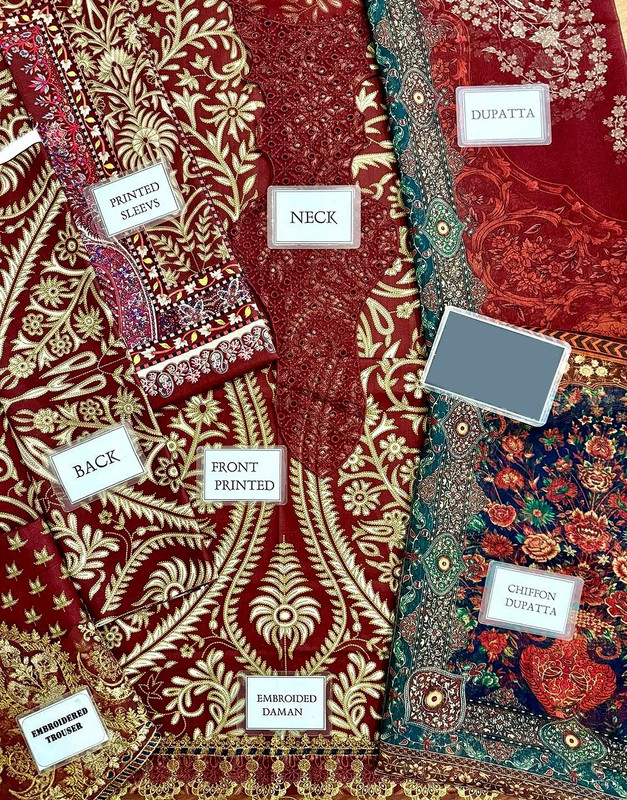 All-Over Print Embroidered Lawn Suit with Chiffon Dupatta image 2