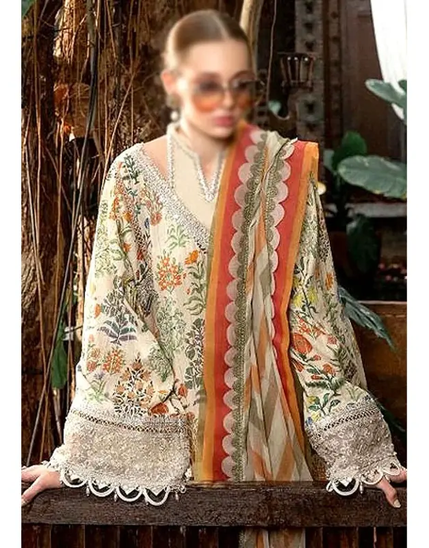 All-Over Print Embroidered Lawn Dress Chiffon Dupatta 2026 image 3