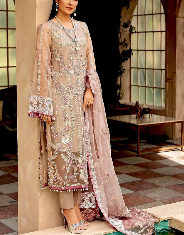 Handwork Heavy Embroidered Organza Party Wear Dress image 2